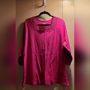 Croft and Barrow 3/4 Sleeve Top 2x Pink NWT